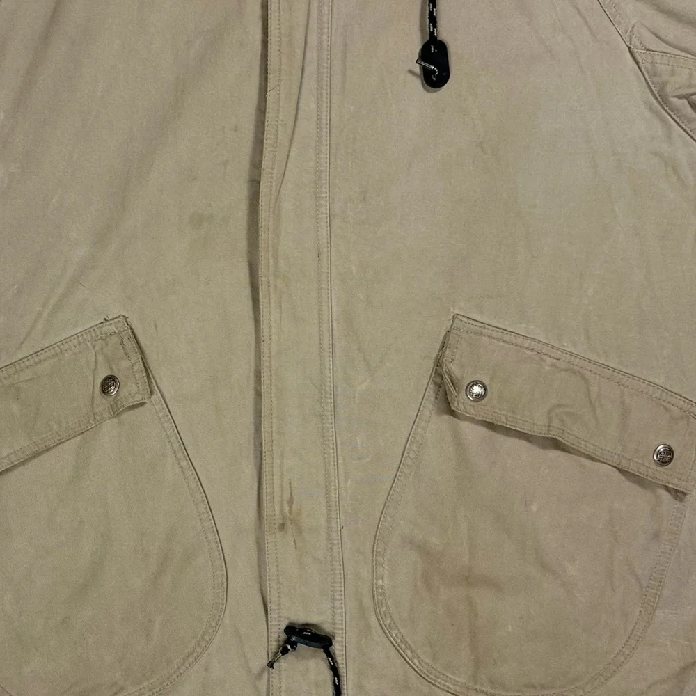 Vintage 90s Timberland Weathergear Beige Zip Up Hooded Heavy Jacket Men's Small